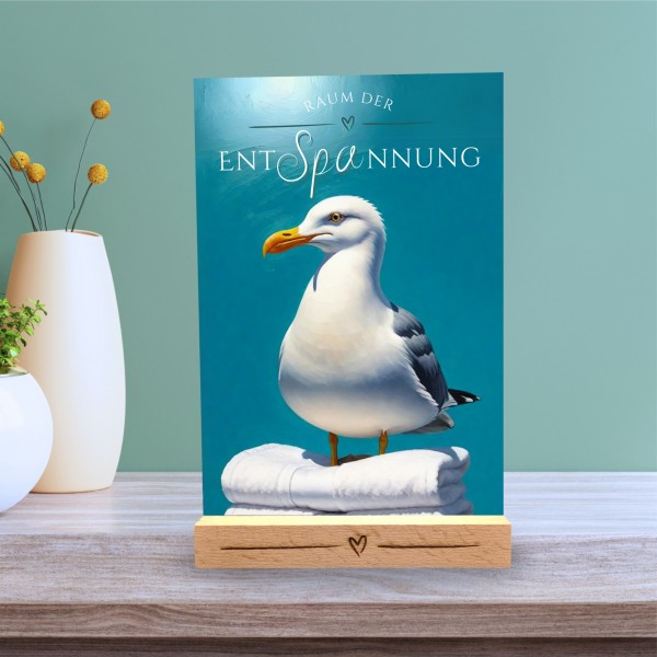 Möwe Meer Strand Schild Wellness Handtuch Entspannung Schild