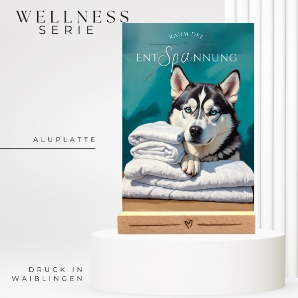 Hundeschild Deko Badezimmer Wellness Husky Siberian Schild Spruch