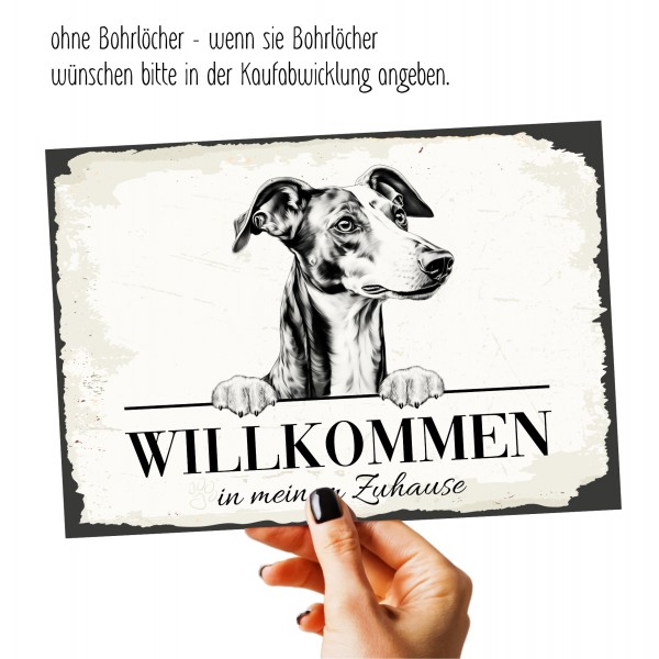 Hundeschild Willkommen Zuhause Greyhound Windhund Schild Achtung Spruch