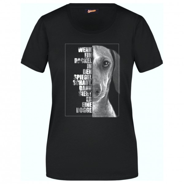 Dackel Damen T-Shirt Face Hundemotiv Teckel Dachshund Wiener Dog