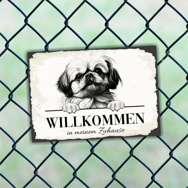 Hundeschild Willkommen Zuhause Pekinese Pekingese Schild Achtung Spruch