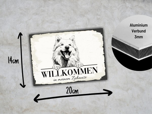 Hundeschild Willkommen Zuhause Samojede Sammy Schild Achtung Spruch