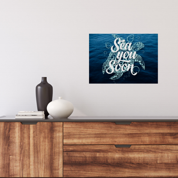 Sea you soon Turtle Nautic Schild Spruch Türschild Warnschild Metallschild Ocean Sea