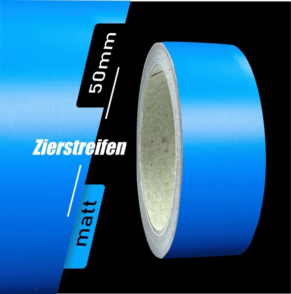 Zierstreifen Matt azurblau azur blau hellblau 50mm in in 10 m Länge für Auto Boot Klebeband Dekorstreifen Tuningstreifen Autofolie Siviwonder