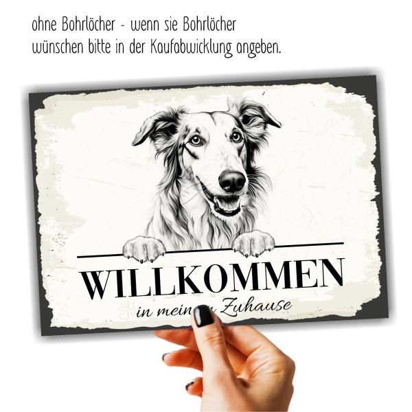 Hundeschild Willkommen Zuhause Barsoi