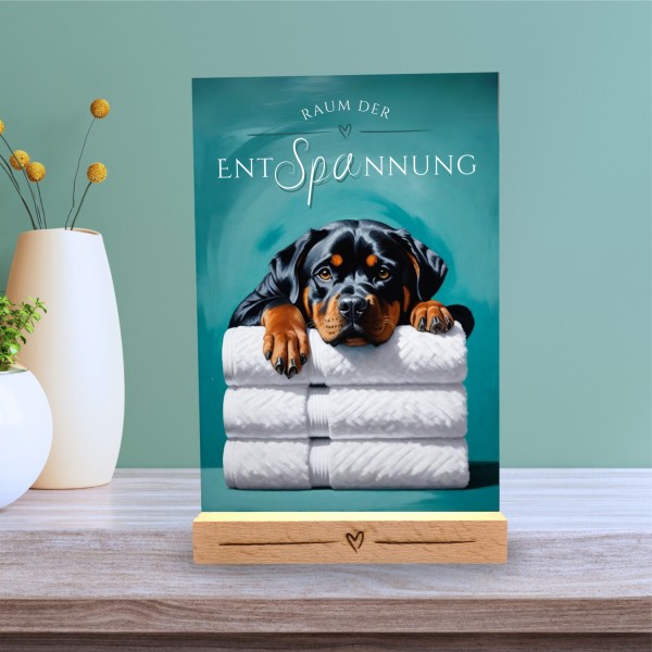 Hundeschild Deko Badezimmer Wellness Rottweiler Rottie Schild Spruch