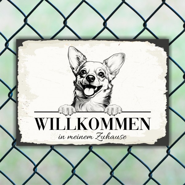 Hundeschild Willkommen Zuhause Chihuahua Schild Achtung Spruch Türschild