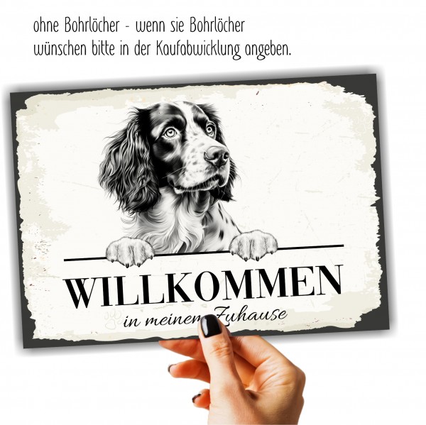 Hundeschild Willkommen Zuhause Springer Spaniel Schild Achtung Spruch