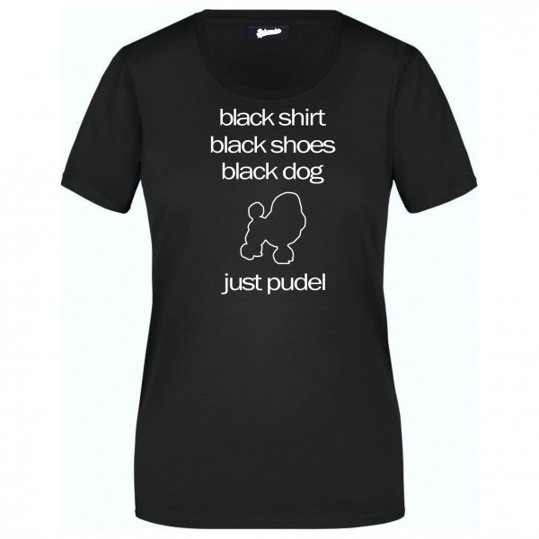 Pudel Black Dog Unisex T-Shirt Hundemotiv Pudle Poodle Caniche Barbone Großpudel Zwergpudel