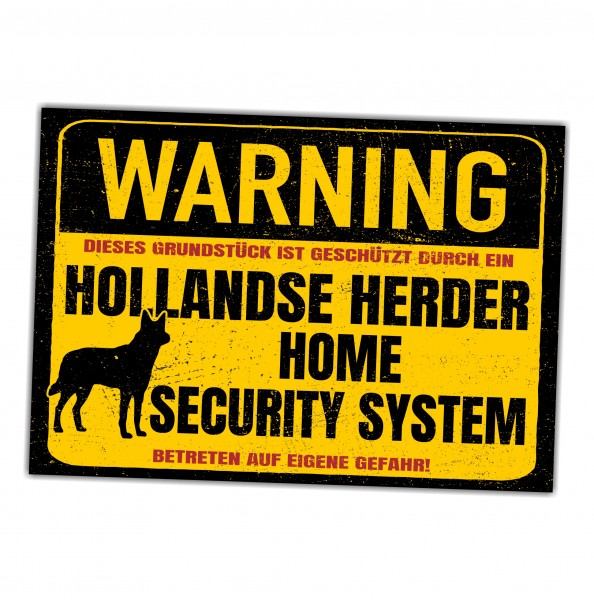 Hollandse Herder Schild Warning Security System Türschild Hundeschild Warnschild Schild Hund