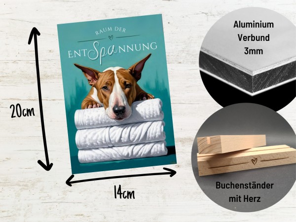 Hundeschild Deko Badezimmer Wellness Bullterrier Bully Schild Spruch