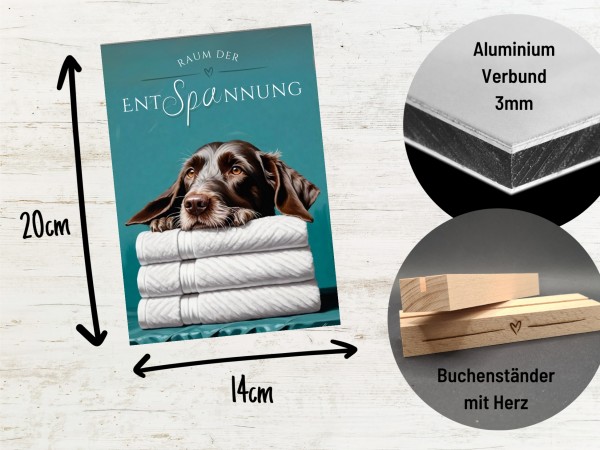 Hundeschild Deko Badezimmer Wellness Deutsch Drahthaar Schild Spruch