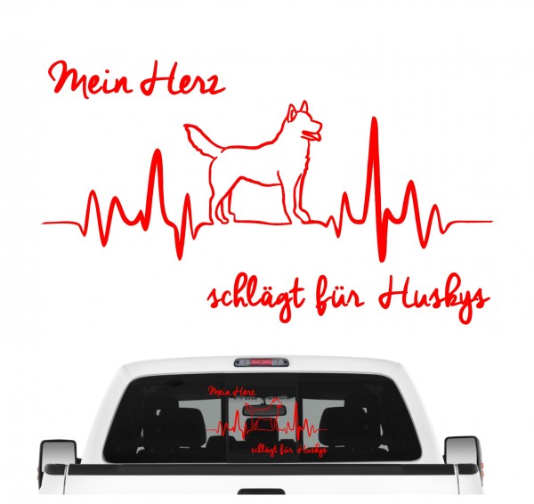 Husky Siberian Icee Sibe Chukcha Huskies Sibireien Schlittenhund Dog Hundeaufkleber Herz AUTOAUFKLEBER Hunde HEARTBEAT EKG by SIVIWONDER