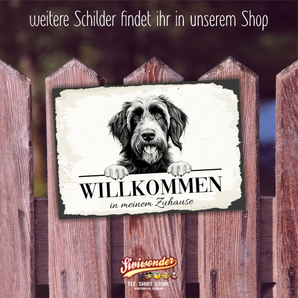 Hundeschild Willkommen Zuhause Deutsch Drahthaar Schild Achtung Spruch