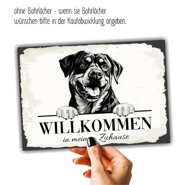 Hundeschild Willkommen Zuhause Rottweiler Rottie Schild Achtung Spruch