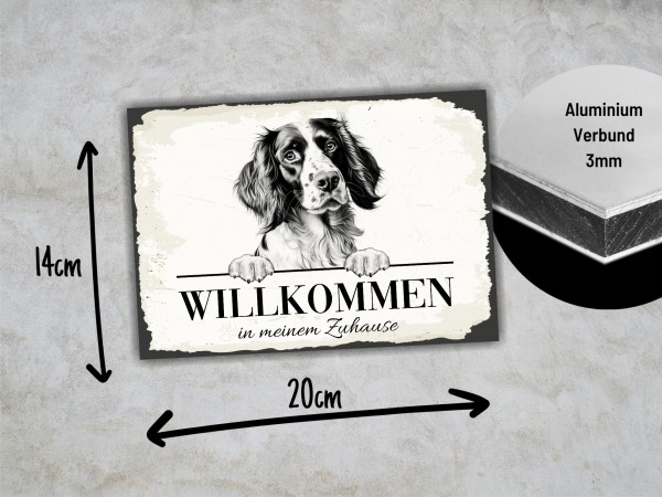 Hundeschild Willkommen Zuhause Springer Spaniel Schild Achtung Spruch