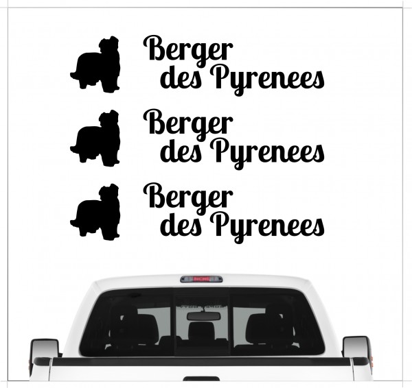 Berger des Pyrenees Petit Berger Pyr Shep Pyrenäen-Schäferhund Dog 3er Set AUTOAUFKLEBER Aufkleber Hunde Hundemotiv by SIVIWONDER