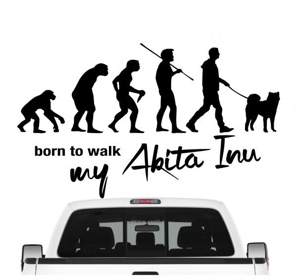Akita Inu Japan Small Japanese Dog Evolution Born to Walk Hunde Aufkleber Sticker Autoaufkleber Wandtattoo Tattoo