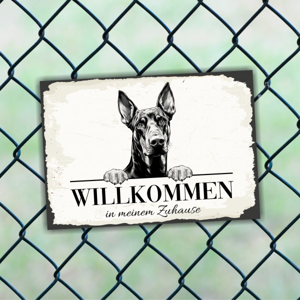 Hundeschild Willkommen Zuhause Dobermann Dobi Schild Achtung Spruch