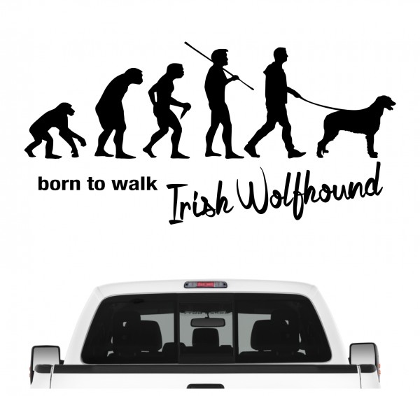 Irish Wolfhound Irischer Wolfshund Evolution Born to Walk Hunde Aufkleber Sticker Autoaufkleber Wandtattoo Tattoo