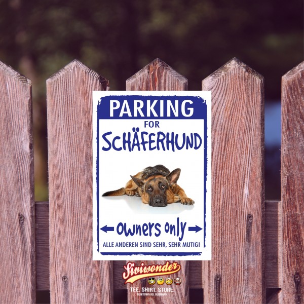 Deutscher Schäferhund Parking Schild Achtung Spruch Warnschild Türschild Fun