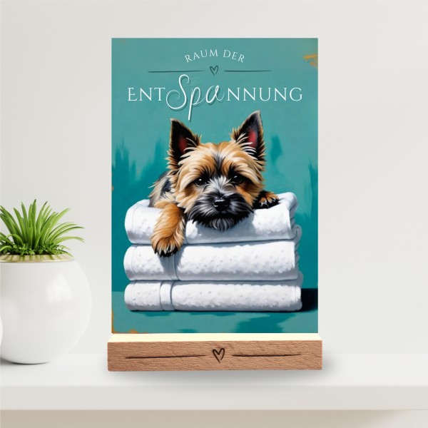 Hundeschild Deko Badezimmer Wellness Cairn Terrier Kern Schild Spruch