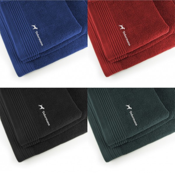 Dobermann Unkupiert Handtuch Pfoten Hundemotiv Stickerei Deluxe