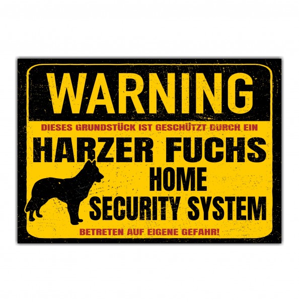 Harzer Fuchs Schild Warning Security System Türschild Hundeschild Warnschild Schild Hund