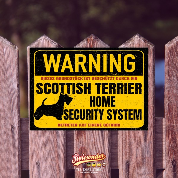 Schild Scottish Terrier Scottie Warning Security System Türschild Hundeschild Warnschild Hund