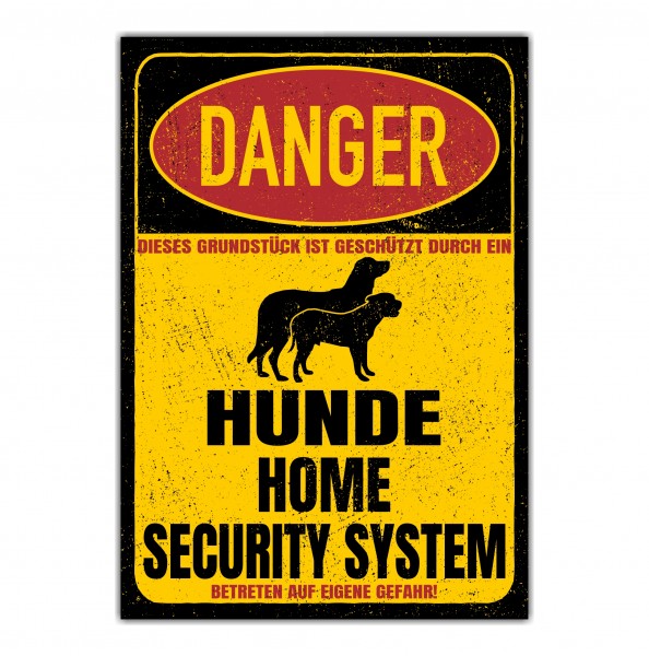 Hunde Mischling Dog Türschild Danger Security System Warnschild Hund Schilder Hundeschild happy Design by Siviwonder
