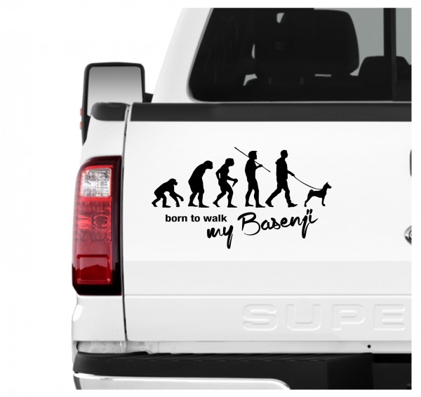 Basenji African Bush Dog African Barkless Dog Ango Angari Congo Dog Zande Dog Evolution Born to Walk Hunde Aufkleber Sticker Autoaufkleber Wandtattoo Tattoo