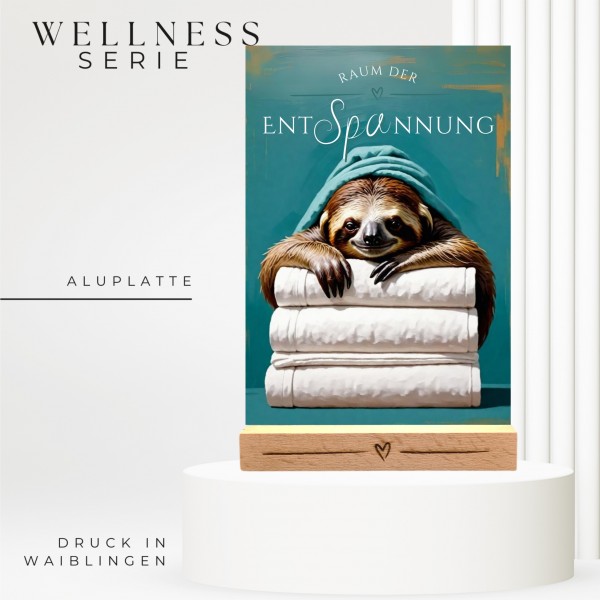 Faultier Schild Wellness Handtuch Entspannung Schild Spruch