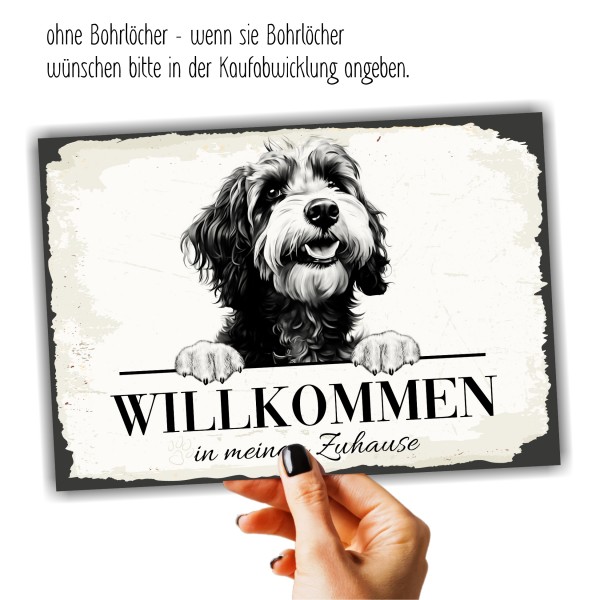 Hundeschild Willkommen Zuhause Portugiesischer Wasserhund Schild Achtung Spruch