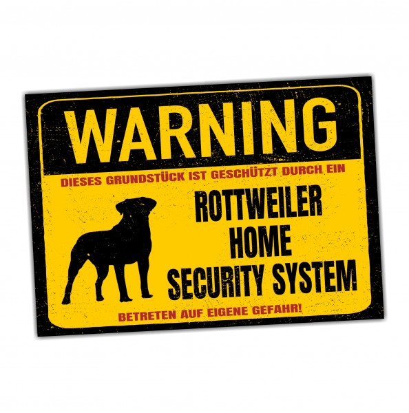 Rottweiler Dog Türschild Warning Security System Warnschild Hund Schilder Hundeschild happy Design by Siviwonder