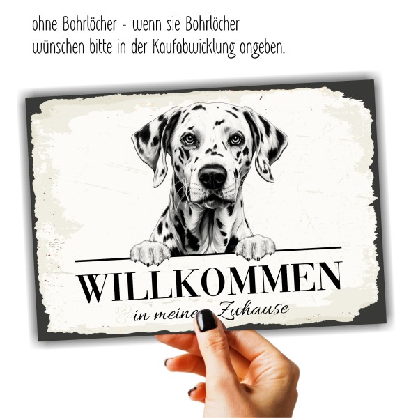 Hundeschild Willkommen Zuhause Dalmatiner Schild Achtung