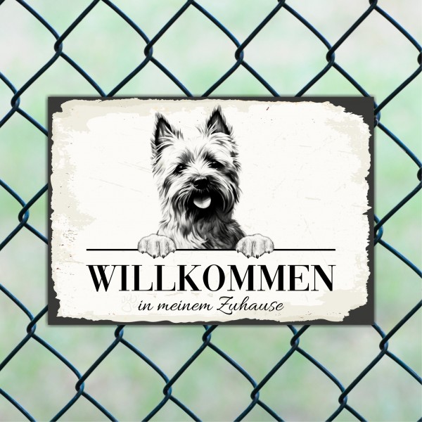 Hundeschild Willkommen Zuhause Cairn Terrier Kern Schild Achtung Spruch Türschild