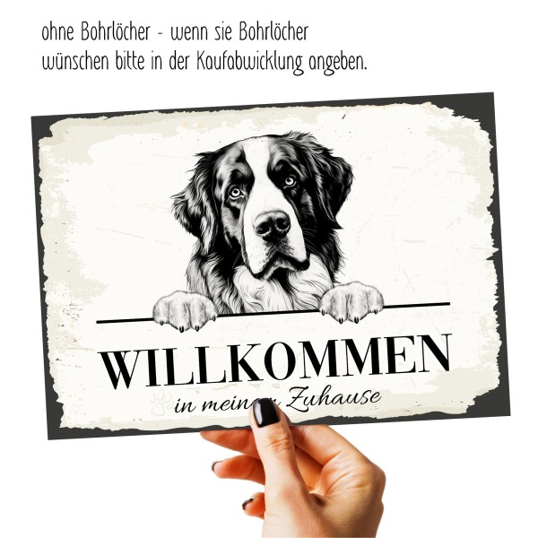 Hundeschild Willkommen Zuhause Bernhardiner Schild Achtung