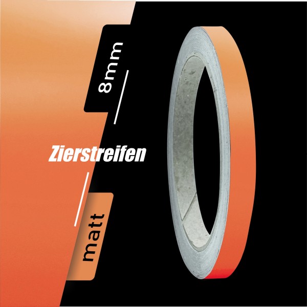 Zierstreifen Matt pastell orange hell 8mm in in 10 m Länge für Auto Boot Klebeband Dekorstreifen Tuningstreifen Autofolie Siviwonder
