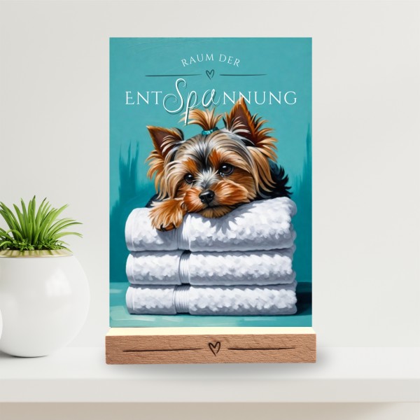 Hundeschild Deko Badezimmer Wellness Yorkshire Terrier Yorkie Schild Spruch