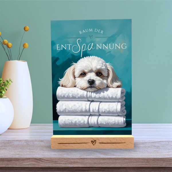 Hundeschild Deko Badezimmer Wellness Malteser Schild Spruch