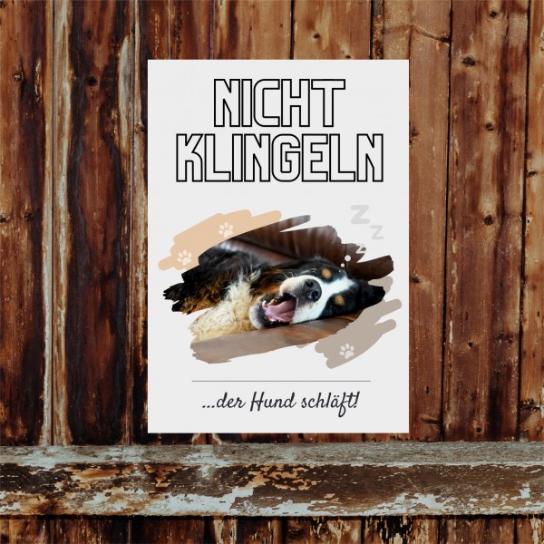 Berner Sennenhund Hund nicht klingeln schlafen Schild Dog Hund Spruch Türschild Hundeschild Wall Art Gefährte