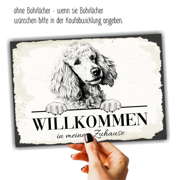 Hundeschild Willkommen Zuhause Pudel Schild Achtung Spruch