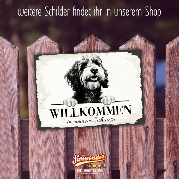 Hundeschild Willkommen Zuhause Portugiesischer Wasserhund Schild Achtung Spruch
