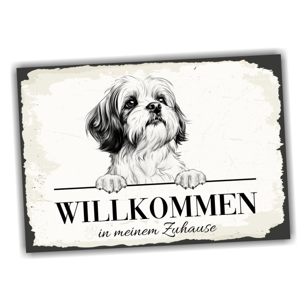 Hundeschild Willkommen Zuhause Shih Tzu Tibet Schild Achtung Spruch