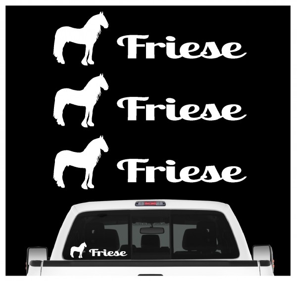 Friese Friesenpferd Kutschpferd Warmblut Show Dressur Freizeit Aufkleber 3er Set Pferdeaufkleber Pferd reiten Auto Folie by SIVIWONDER