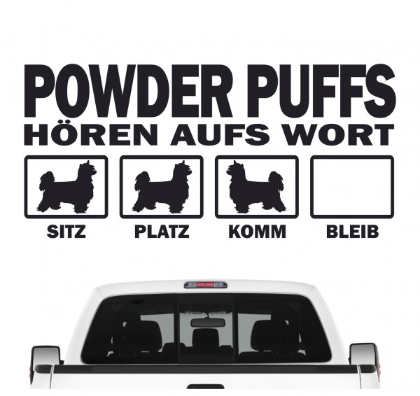 Powder Puff Powderpuff Chinese Crested Chinesischer Schopfhund Hört aufs Wort Hunde Aufkleber Sticker Autoaufkleber Wandtattoo Tattoo