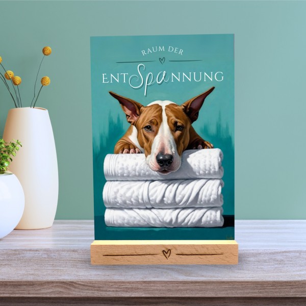 Hundeschild Deko Badezimmer Wellness Bullterrier Bully Schild Spruch