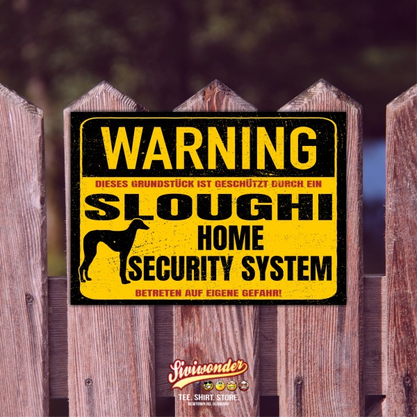 Schild Sloughi Windhund Warning Security System Türschild Hundeschild Warnschild Hund