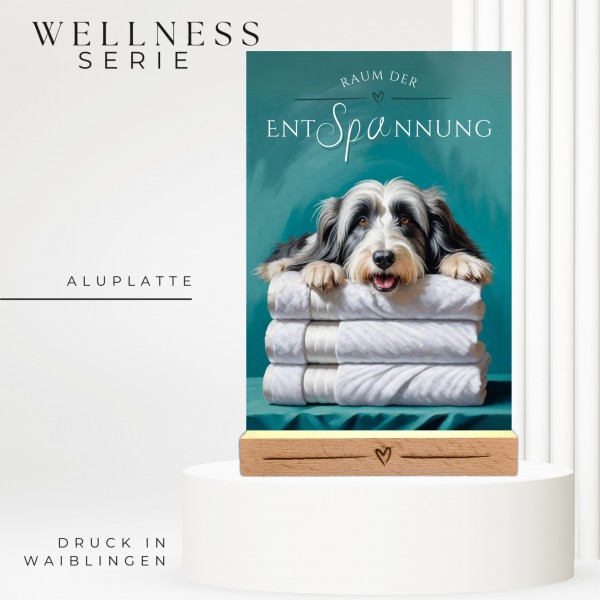 Hundeschild Deko Badezimmer Wellness Bearded Collie Beardie Schild Spruch
