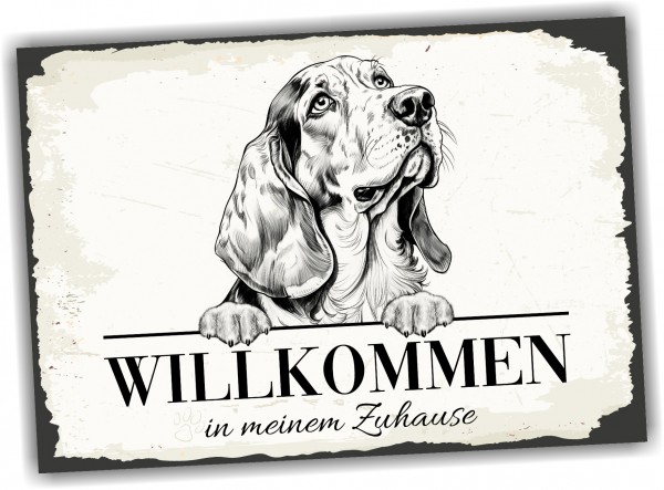 Hundeschild Willkommen Zuhause Basset Hound Schild Achtung Zaun Frau Spruch Türschild Hundeschild Warnschild Design by Siviwonder